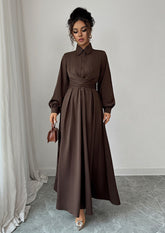 Button Detail Criss-Cross Wrap Maxi Dress